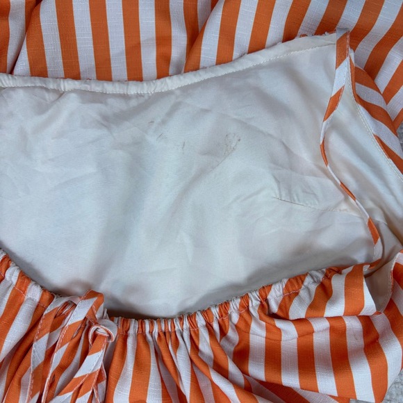 Petal & Pup Lumina Stripe Orange White Maxi Dress Spaghetti Strap Tie Neck Sz L - Picture 4 of 8